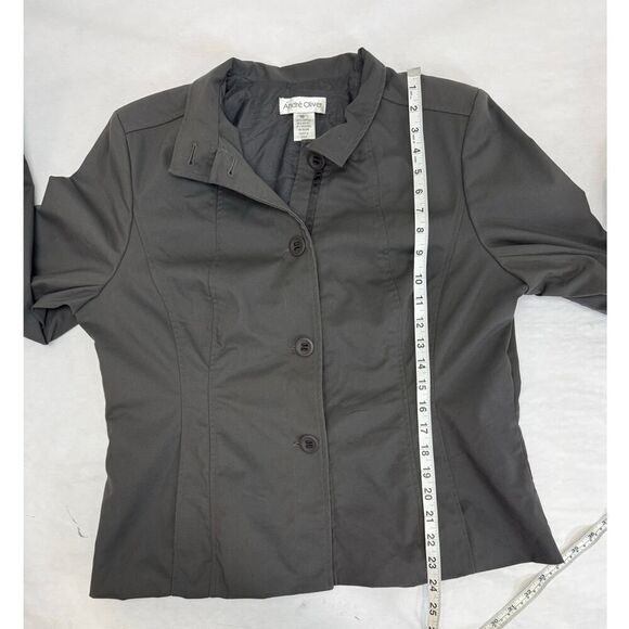 Vintage Andrew Oliver Jacket Gray Solid Pleated Women's Size 16 - Picture 3 of 7